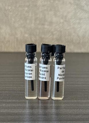 Отливанты, пробники парфюма parfums de nicolai macaron bourbon, pavlova, saint honore