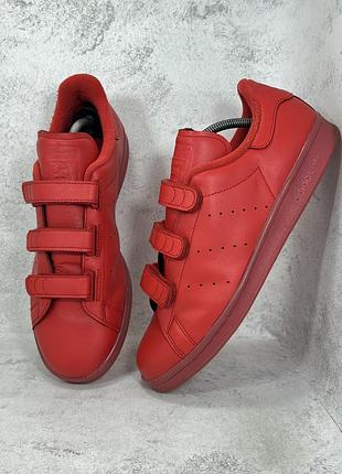 Кросівки шкіряні чоловічі червоні на ліпучках adidas stan smith