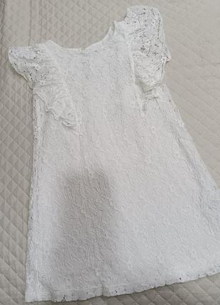 Белое кружевное нарядное платье, платье, платье, сукенка 110-116