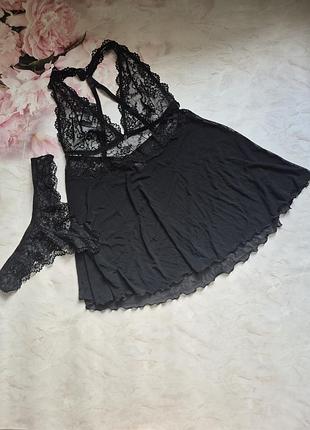 Набор комплект рубашка пеньюар комбинация корсет нижнее белье сексуальный эротический стринги трусики боди бейбидолл love&amp;honey