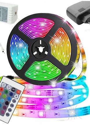 Світлодіодна стрічка rgb led 5м з пультом та блоком живлення