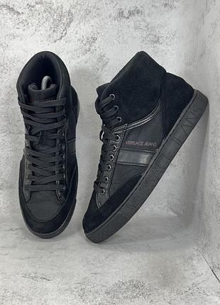 Кросівки високі чорні versace jeans couture