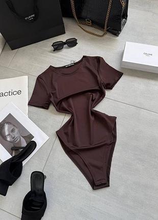 Боди 627, р.уни, микродайвинг, коричневый