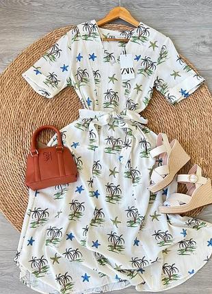 Платье zw collection с принтом от zara, размер s