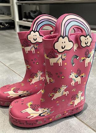 Дитячі гумові чоботи next р. 25,5 (uk 8), з світловідбиваючими елементами