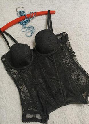 Черный корсет на косточках размер м, 75 в