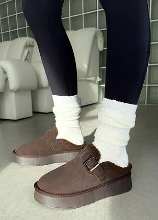▪️коричневі шоколадні замшеві уггі біркенштоки хутро натуральна замша зима, коричневые шоколадные замшевые угги биркеншток мех натуральная замша зима