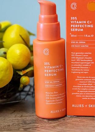 Сироватка з вітаміном с для обличчя allies of skin 35% vitamin c+ perfecting serum 30 ml