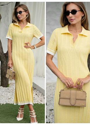 Вязаное платье миди 100% хлопок (7 цветов) платье поло *люкс качество