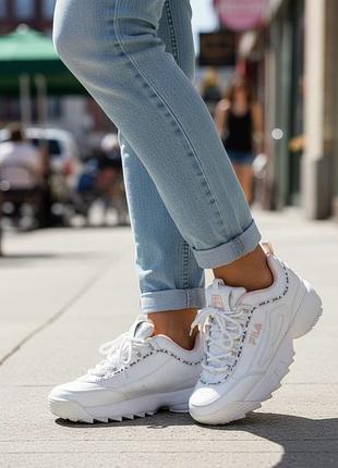 Кросівки жіночі Newport fila disruptor білі з рожевим
