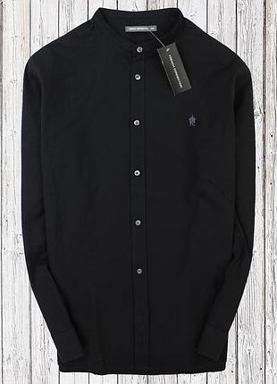 Коттоновая рубашка с воротничком стойка, плотный оксфорд котон