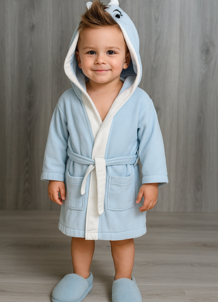 Детский махровый халат с капюшоном зайка