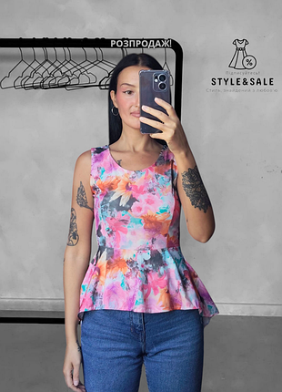 Шикарная блузка с баской s 44