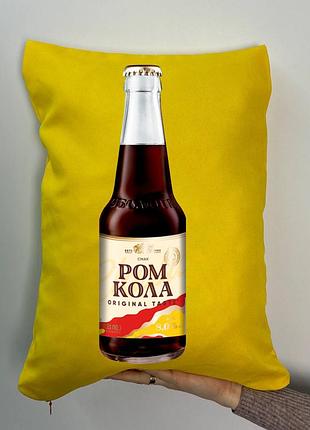 Подушка с принтом габардиновая ром кола, желтая 35х45 (413)