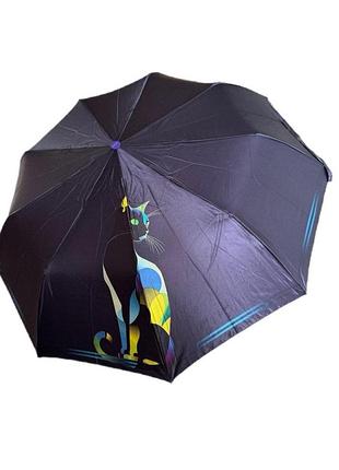Зонт полуавтомат с принтом "кошка" mario антиветер