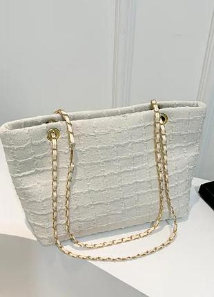 Сумка біла шопер