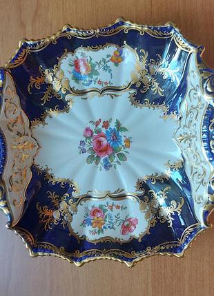 Ansley aristocrat 7700 cobalt blue винтажное блюдо
