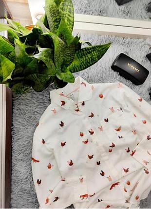 Стильна сорочка у цікавий принт курочки