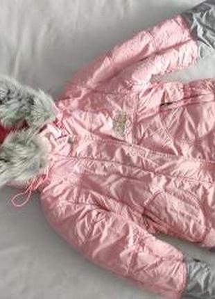 Куртка детская зимняя для девочки, теплая с капюшоном
