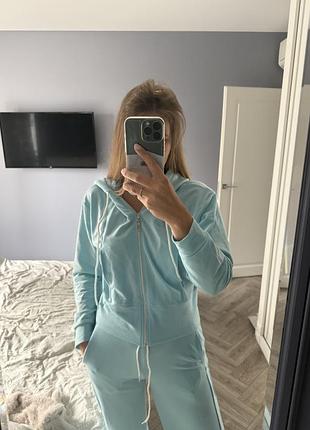 Костюм спортивний, блакитний, кофта з капюшоном на завʼязках