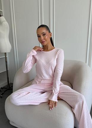 Комплект брюки и лонгслив «rose amour» из трансферной робаны идеальное сочетание нежности