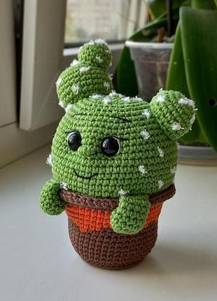 Кактусятко, вязаное растение игрушка, декор интерьера