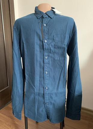 Сорочка чоловіча темно-синя котонова, нова з бірками
