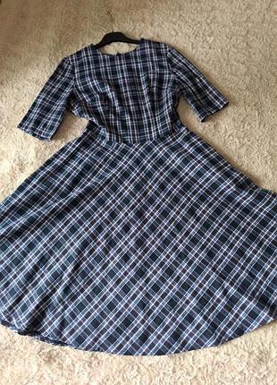 Темно-синее платье в клетку musthave, 38 размер