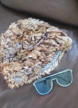 Стильная меховая вязаная шапка