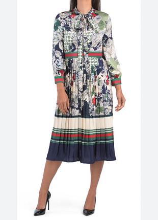 Нова відмінна сукня з спідницею в квітковий принт плісе  бант , галстук