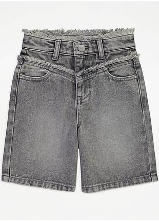 Сірі джинсові шорти-бермуди з потертою обробкою george 7240, 7241