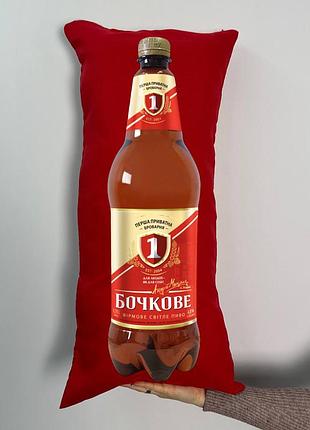 Подушка с принтом габардиновая бочковая 1.75 л, красная 35х75 (427)