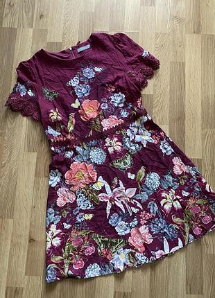Платье невероятное цветочное с птичками oasis