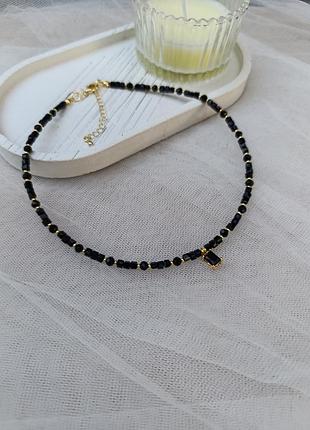 Чорне кольє з кришталю , жіночий чокер