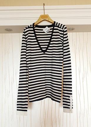 Тонкий свитерок тельняшка из шерсти и хлопка