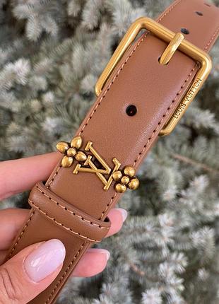 Ремень женский кожаный кожа коричневый lv / ремінь пояс жіночий шкіра шкіряний коричневий