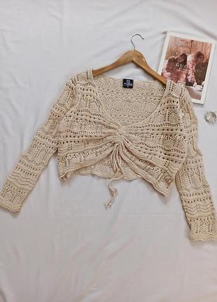 Вязаная кофточка на затяжке/с шнуровкой