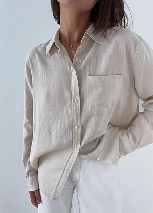 Сорочка рубашка лляна бежева