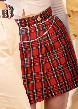 Картата спідниця на запах в клітинку