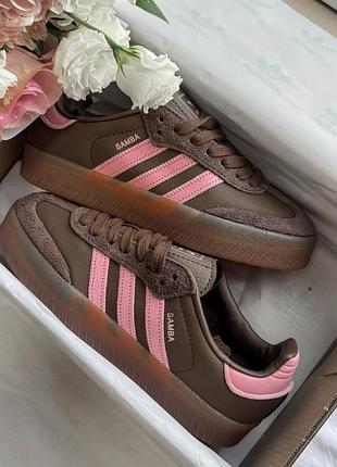 Кроссовки adidas samba xlg platform brown pink