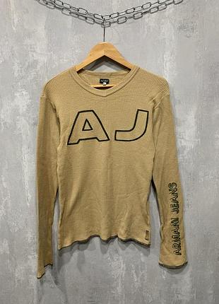 Лонгслів кофта светр чоловіча armani jeans big logo оригінал