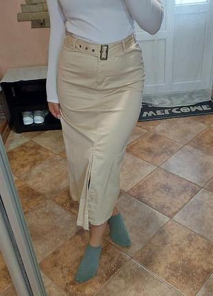 Юбка джинсовая бежевого цвета