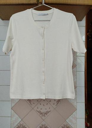 Кардиган на короткий рукав молочного цвета от emreco