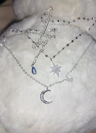 Підвіска ланцюжок цепочка чокер місяць та зірка срібло s925.