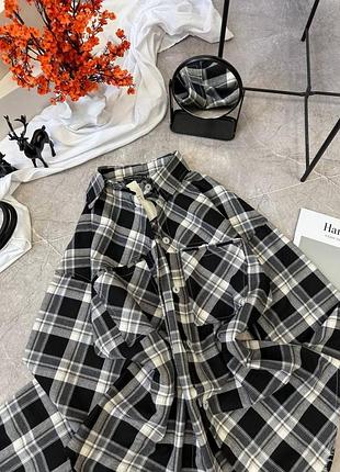 Жіноча повсякденна класична базова сорочка рубашка у клітинку тканина фланель