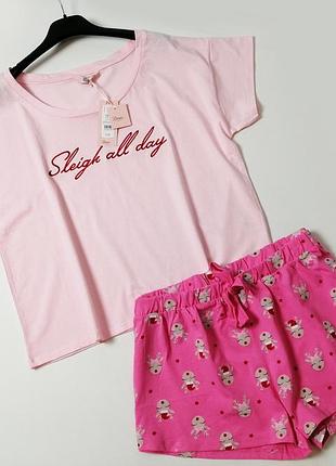 Новый хлопковый пижамный комплект футболка и шорты boux avenue