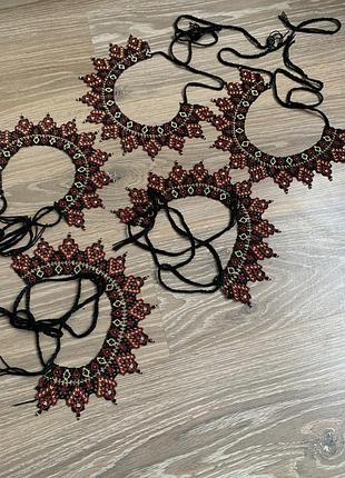 Нові силянки золоті бордові кривульки етно народне намисто українське чорне під вишиванку гердан