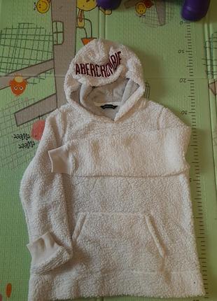 Худи тендди женский/подростковый abercrombie&amp;fitch размер s, белого цвета на подкладке, состояние идеальное