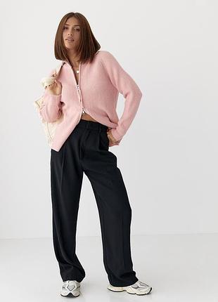 В'язаний кардиган із коміром на блискавці