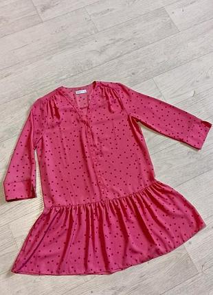 Плаття жіноче рожеве в горох вільне